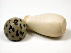 LV-2003 Holly & Raphia Palm Nut Threaded Mushroom Needlecase, Pill Box, Jewelry Box-SCREW CAP
