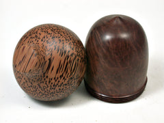 LV-2013 Manzanita Burl & Red Palm Acorn Trinket Box, Keepsake, Jewelry Box-SCREW CAP