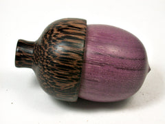 LV-2014 Purpleheart & Black Palm Acorn Trinket Box, Keepsake, Jewelry Box-SCREW CAP