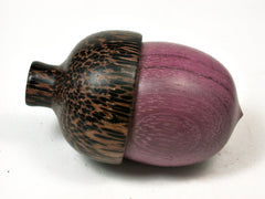 LV-2014 Purpleheart & Black Palm Acorn Trinket Box, Keepsake, Jewelry Box-SCREW CAP