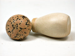LV-2005 Holly & White Elephant Palm Nut Threaded Mushroom Needlecase, Pill Box, Jewelry Box-SCREW CAP