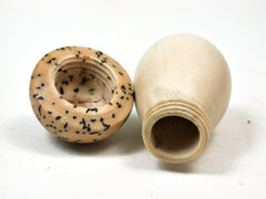 LV-2005 Holly & White Elephant Palm Nut Threaded Mushroom Needlecase, Pill Box, Jewelry Box-SCREW CAP
