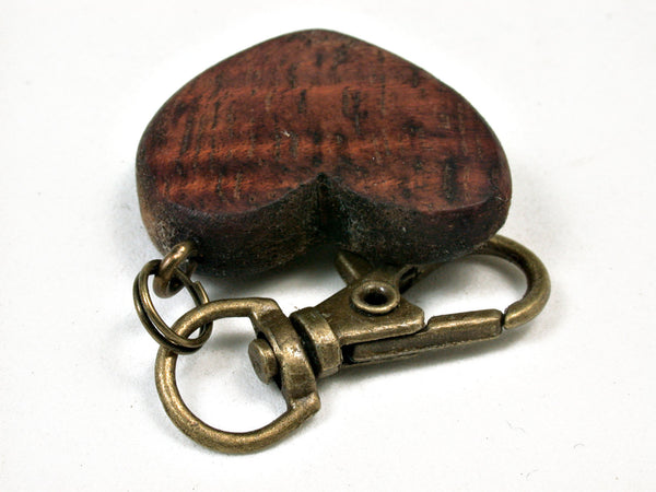 LV-5161 Curly Hawaiian Koa Wooden Heart Shaped Charm, Keychain