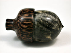 LV-1971 Buckeye Burl & Black Palm Acorn Jewelry Box, Pill Box, Trinket Box-SCREW CAP