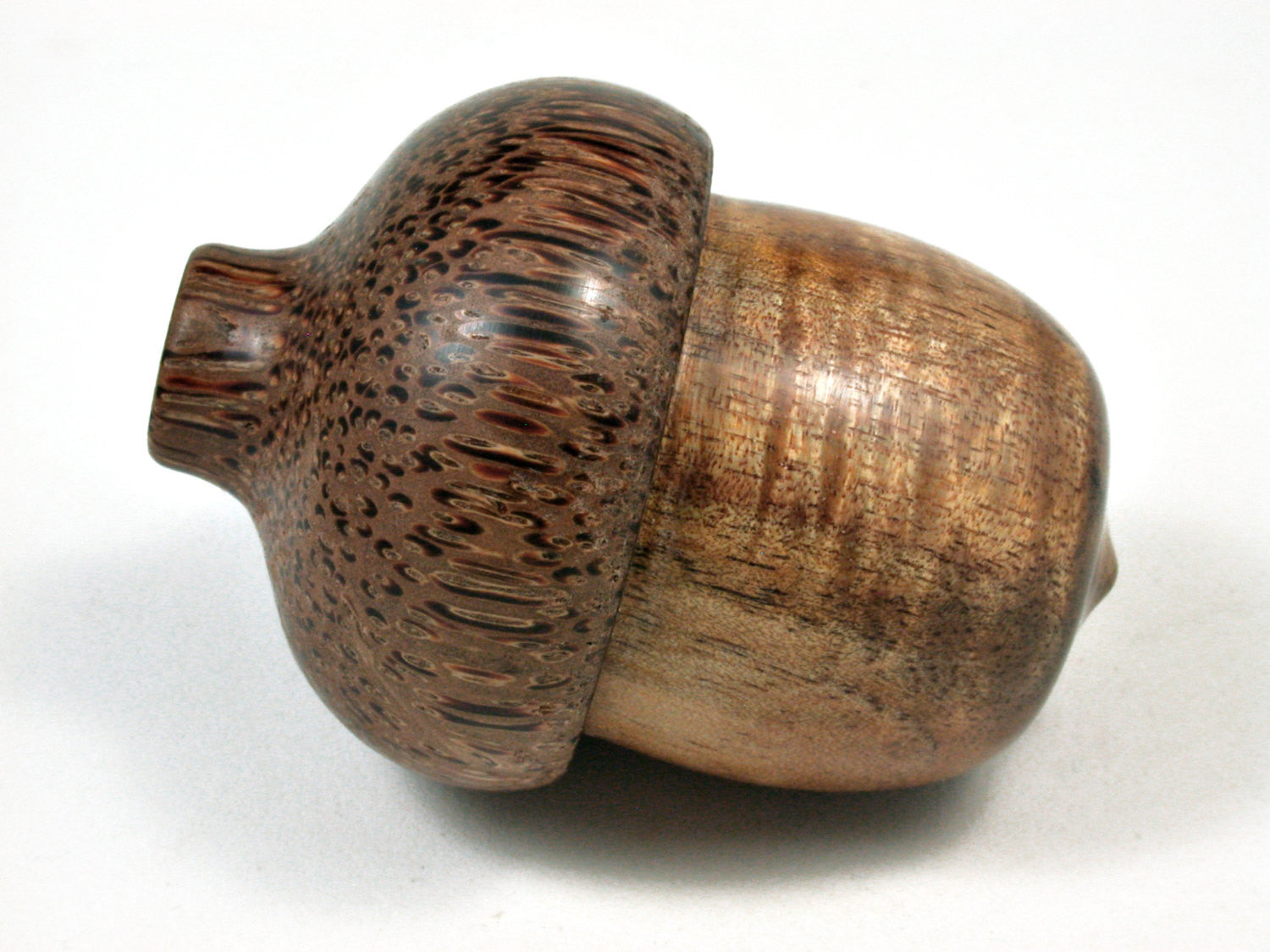 LV-2016 Curly Koa & Coconut Acorn Jewelry Box, Pill Box, Trinket Box-SCREW CAP