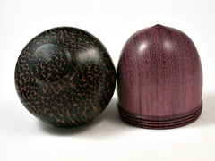 LV-2056 Purpleheart & Black Palm Acorn Jewelry Box, Pill Box, Trinket Box-SCREW CAP
