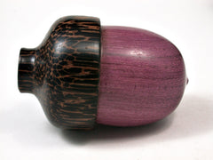 LV-2056 Purpleheart & Black Palm Acorn Jewelry Box, Pill Box, Trinket Box-SCREW CAP