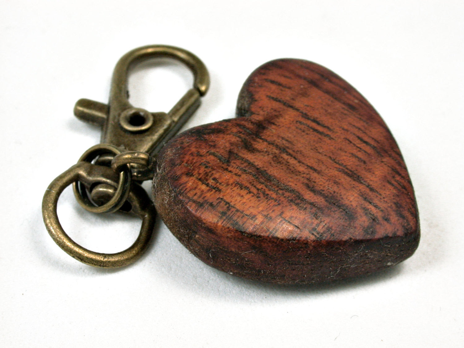 LV-2025 Hawaiian Koa Wooden Heart Charm, Keychain, Wedding Favor-HAND CARVED