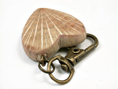 LV-2026 Coast Live Oak Wooden Heart Charm, Keychain, Wedding Favor-HAND CARVED