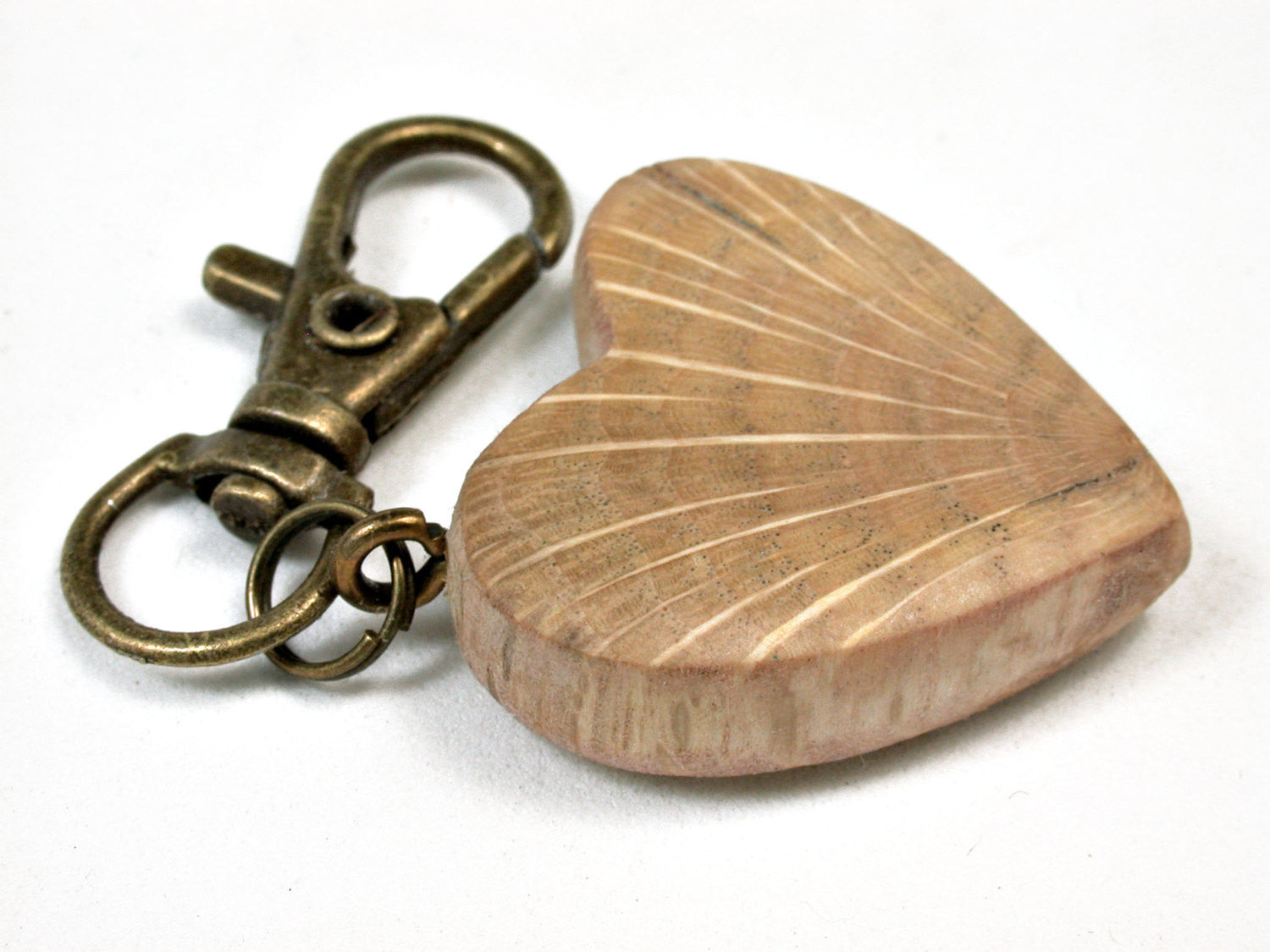 LV-2026 Coast Live Oak Wooden Heart Charm, Keychain, Wedding Favor-HAND CARVED