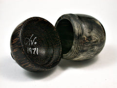 LV-1971 Buckeye Burl & Black Palm Acorn Jewelry Box, Pill Box, Trinket Box-SCREW CAP