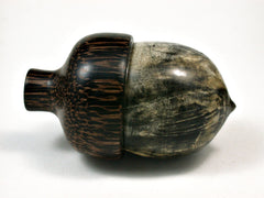 LV-1971 Buckeye Burl & Black Palm Acorn Jewelry Box, Pill Box, Trinket Box-SCREW CAP