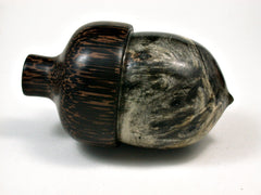 LV-1971 Buckeye Burl & Black Palm Acorn Jewelry Box, Pill Box, Trinket Box-SCREW CAP