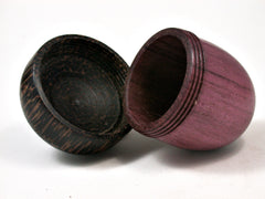 LV-2056 Purpleheart & Black Palm Acorn Jewelry Box, Pill Box, Trinket Box-SCREW CAP