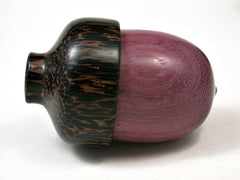 LV-2056 Purpleheart & Black Palm Acorn Jewelry Box, Pill Box, Trinket Box-SCREW CAP