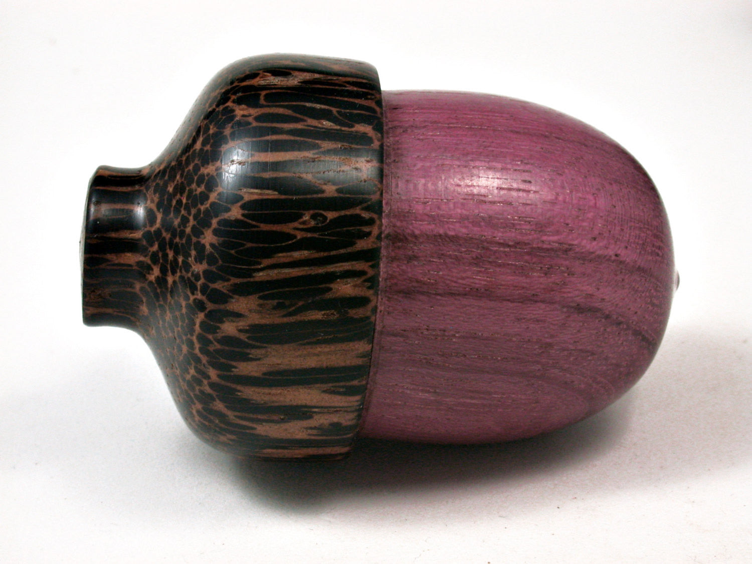LV-2056 Purpleheart & Black Palm Acorn Jewelry Box, Pill Box, Trinket Box-SCREW CAP