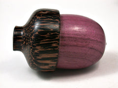 LV-2056 Purpleheart & Black Palm Acorn Jewelry Box, Pill Box, Trinket Box-SCREW CAP
