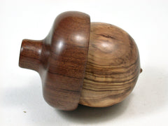 LV-2016 Olive Burl & Mopane Acorn Jewelry Box, Pill Box, Trinket Box-SCREW CAP
