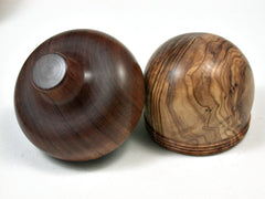 LV-2016 Olive Burl & Mopane Acorn Jewelry Box, Pill Box, Trinket Box-SCREW CAP