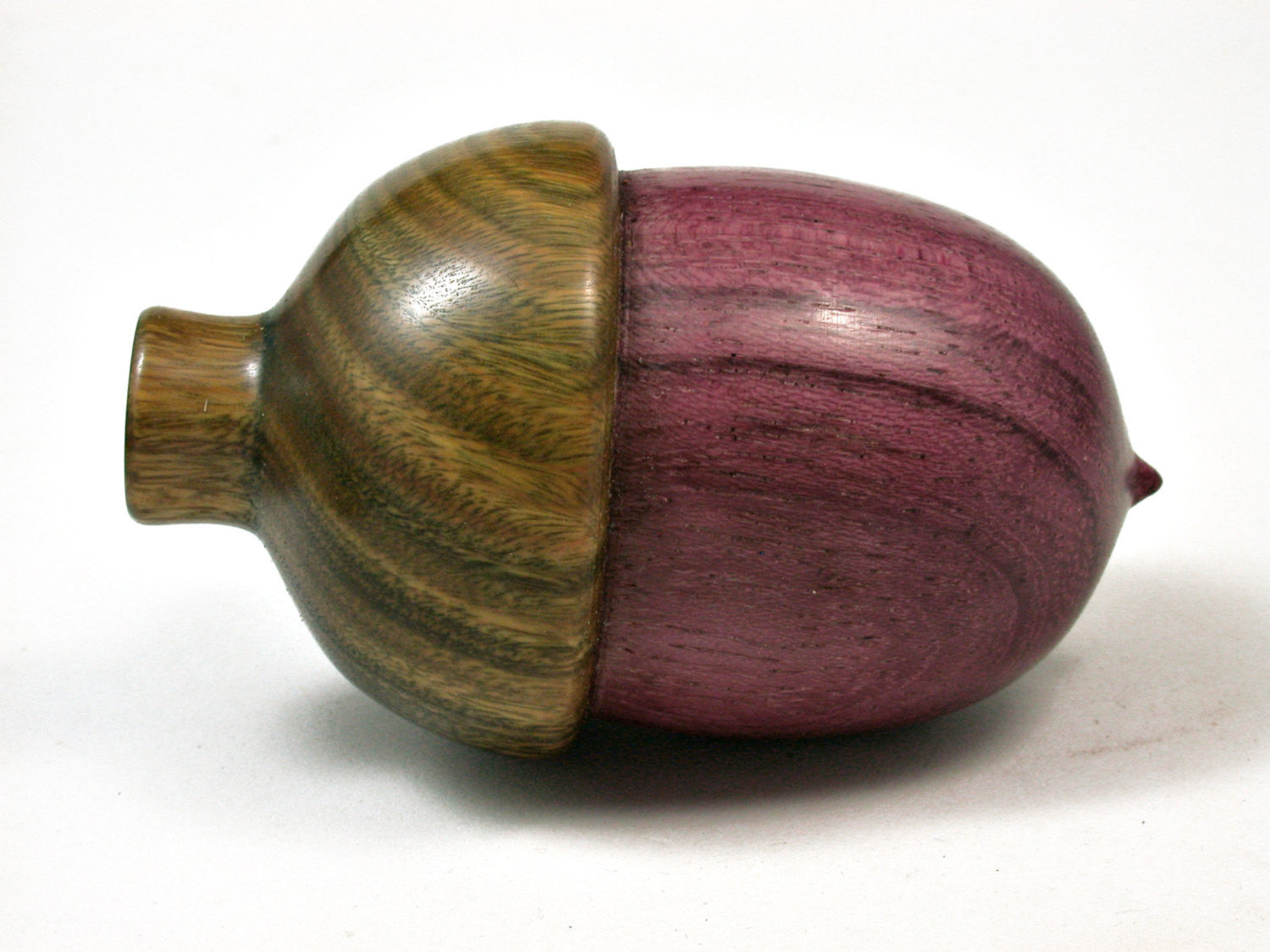 LV-2058 Purpleheart & Verawood Acorn Jewelry Box, Pill Box, Trinket Box-SCREW CAP