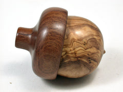 LV-2016 Olive Burl & Mopane Acorn Jewelry Box, Pill Box, Trinket Box-SCREW CAP