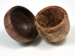 LV-2016 Olive Burl & Mopane Acorn Jewelry Box, Pill Box, Trinket Box-SCREW CAP