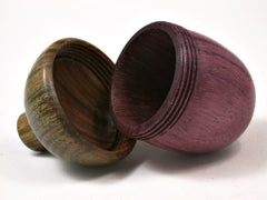 LV-2058 Purpleheart & Verawood Acorn Jewelry Box, Pill Box, Trinket Box-SCREW CAP