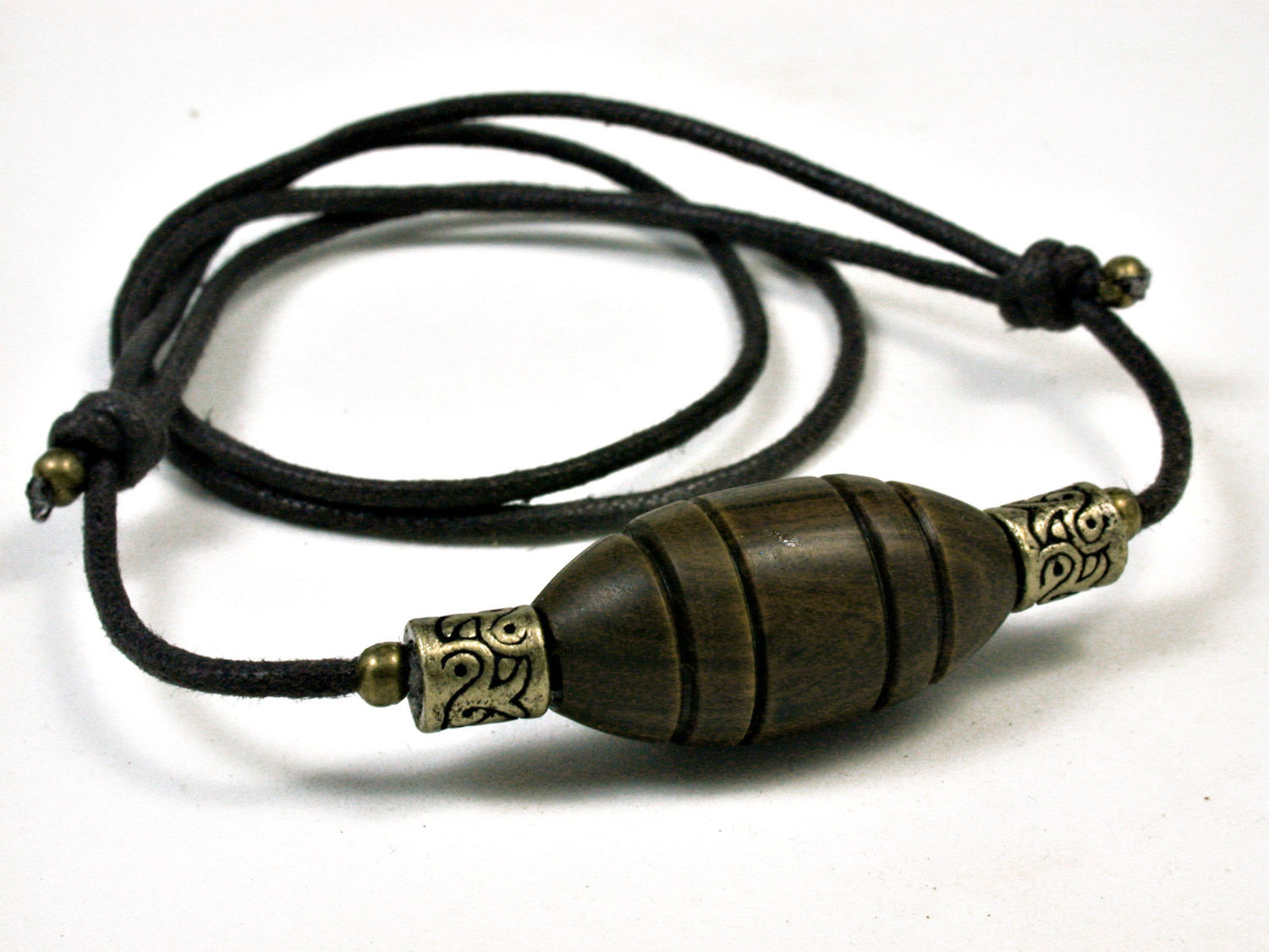 LV-1859 True Lignum Vitae Pendant Necklace, Secret Compartment, Memorial Jewelry -SCREW CAP