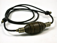 LV-1859 True Lignum Vitae Pendant Necklace, Secret Compartment, Memorial Jewelry -SCREW CAP