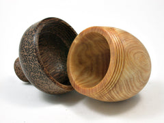 Reserved for Mary: LV-1955 Ponderosa Pine Burl & Coconut Palm Hand Turned Acorn Trinket Box, Keepsakes, Jewelry Box-SCREW CAP