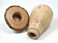 LV-2084 Wooden Mushroom Threaded Box, Pill, Jewelry Box from Goldenrain Tree--SCREW CAP