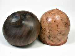 LV-2087 Wooden Acorn Pill Box, Jewelry/Engagement Ring Box from Cherry Burl & Walnut-SCREW CAP