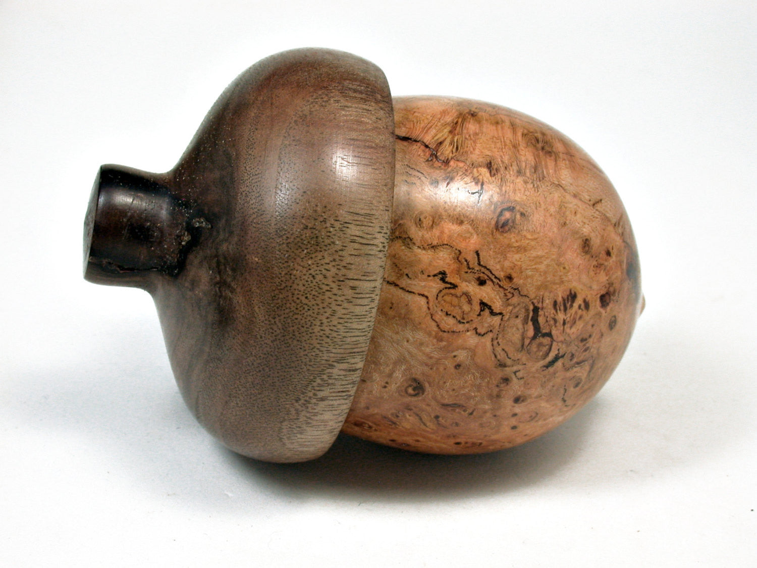 LV-2087 Wooden Acorn Pill Box, Jewelry/Engagement Ring Box from Cherry Burl & Walnut-SCREW CAP