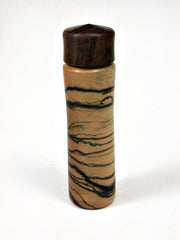 LV-2118 Black-White Ebony & Mun Ebony Wooden Pill Box, Toothpick Holder, Needle Case-SCREW CAP