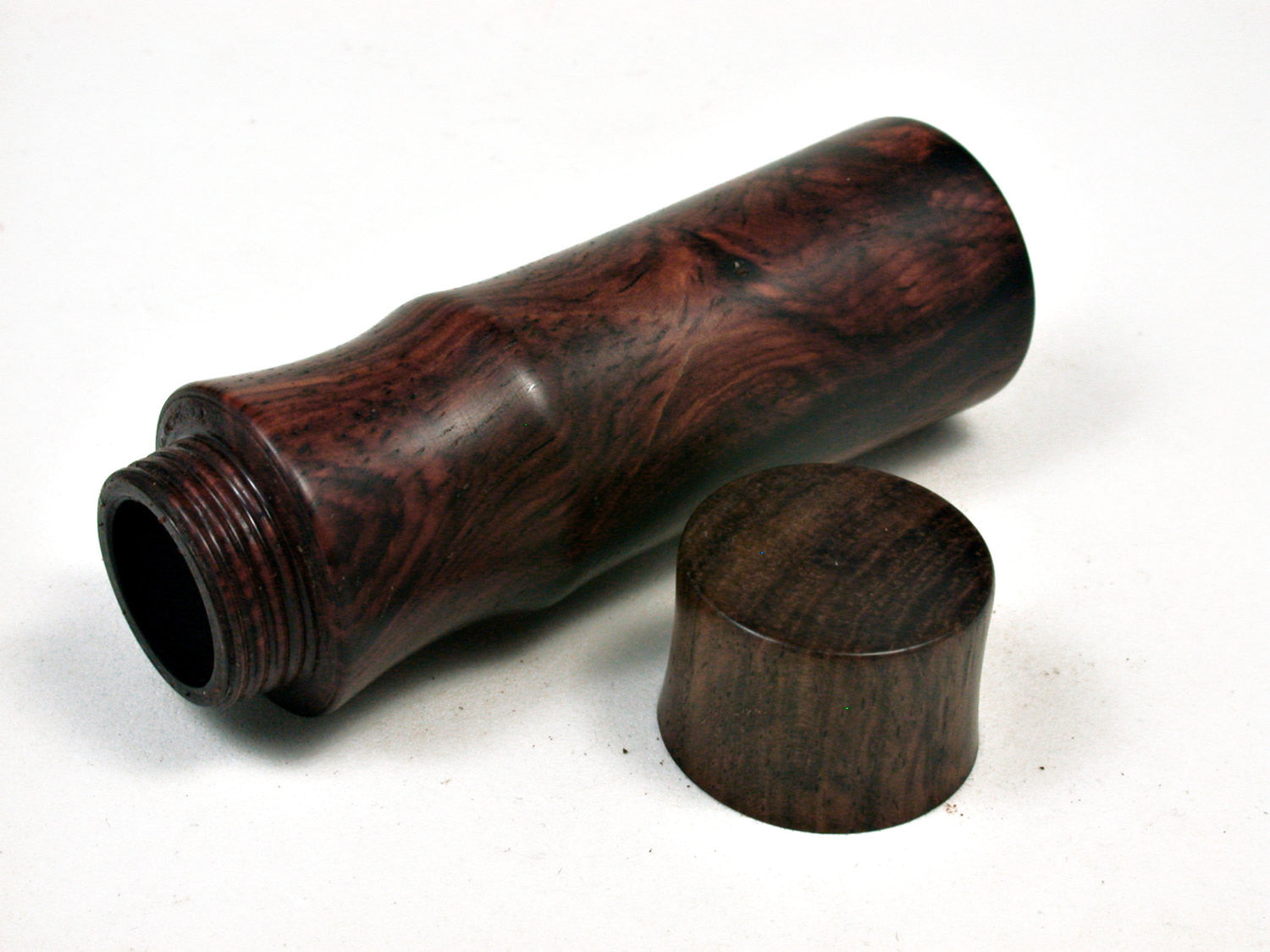 LV-2126 Cocobolo & Leadwood Slim Pill Box, Toothpick Holder, Needle Case-SCREW CAP