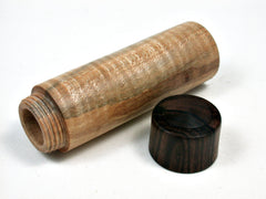 LV-2127 Ambrosia Maple & Ebony Slim Wooden Pill Box, Toothpick Holder, Needle Case-SCREW CAP