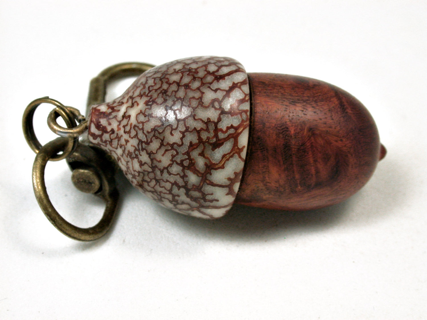 LV-2104 Acorn Pendant Box, Charm, Pill Holder from Logwood Burl & Betelnut-SCREW CAP