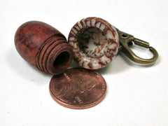 LV-2104 Acorn Pendant Box, Charm, Pill Holder from Logwood Burl & Betelnut-SCREW CAP