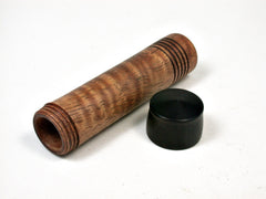 LV-2117 Curly Koa & Mun Ebony Wooden Pill Box, Toothpick Holder, Needle Case-SCREW CAP