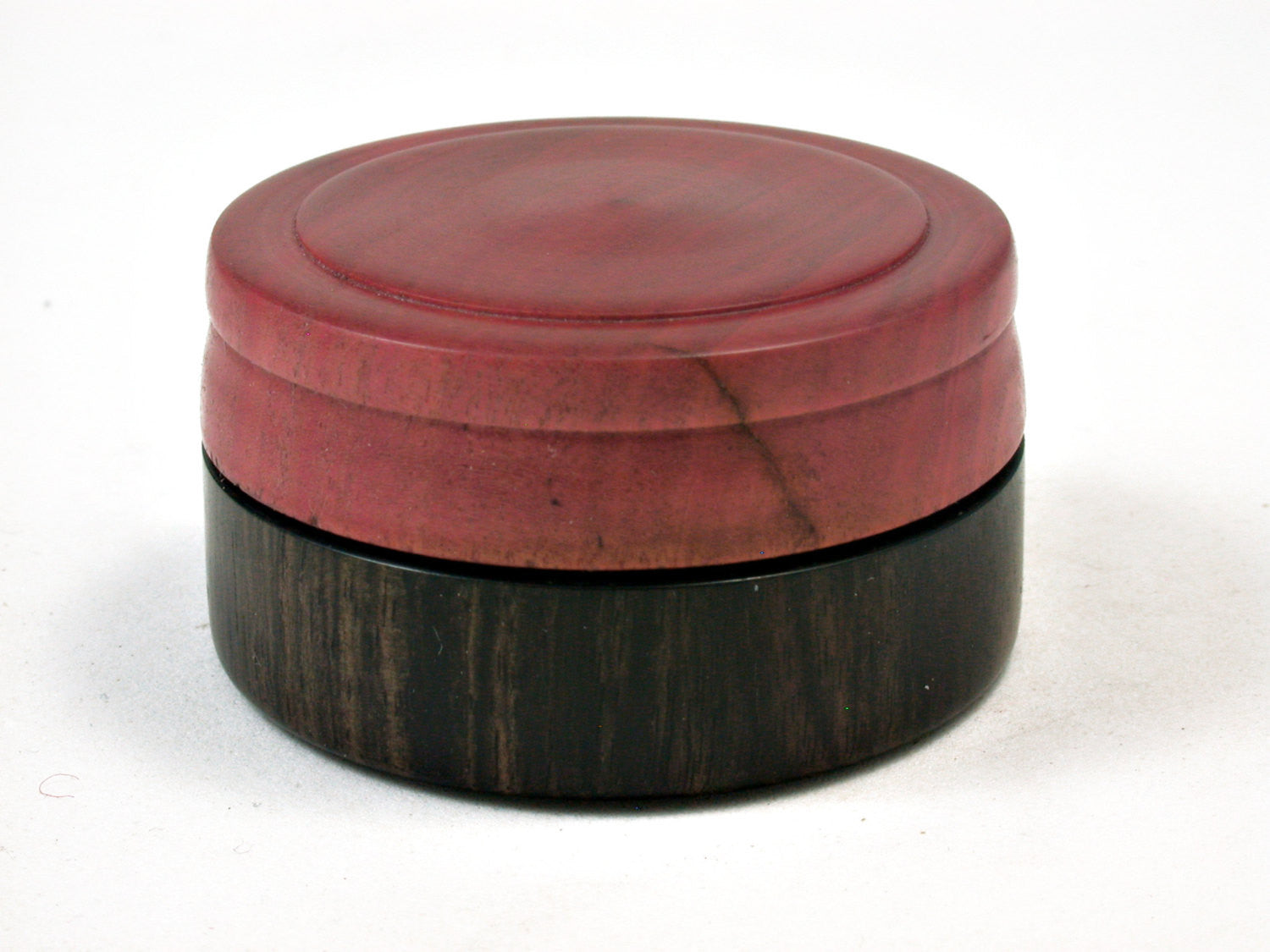 LV-2150 Pink Ivory & Ebony Flat Pill Box, Ring Holder, Jewelry Box-SCREW CAP