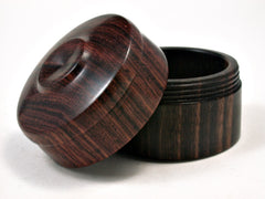 LV-2152 Cocobolo & Ebony Flat Pill Box, Ring Holder, Jewelry Box-SCREW CAP