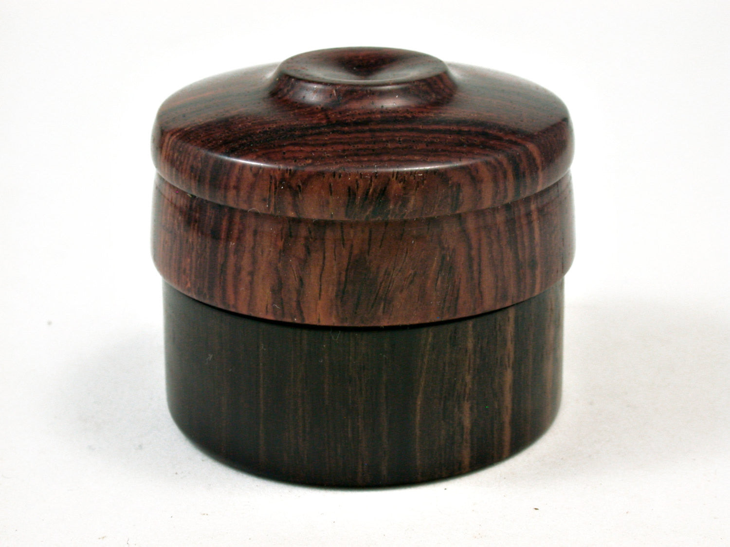 LV-2152 Cocobolo & Ebony Flat Pill Box, Ring Holder, Jewelry Box-SCREW CAP