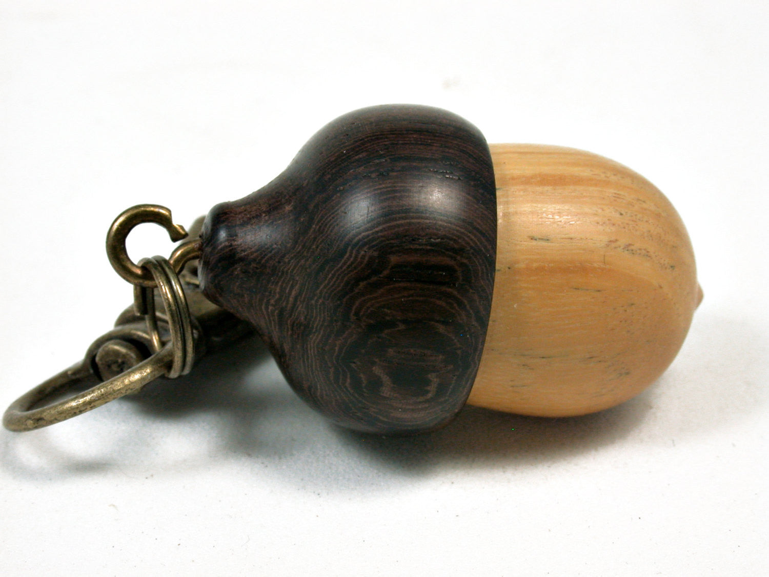LV-2133 Acorn Pendant Box, Charm, Pill Holder from Lignum Vitae Sapwood & Khamphi Rosewood-SCREW CAP