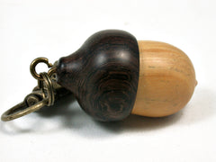 LV-2133 Acorn Pendant Box, Charm, Pill Holder from Lignum Vitae Sapwood & Khamphi Rosewood-SCREW CAP