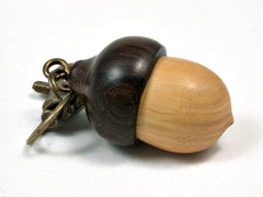 LV-2133 Acorn Pendant Box, Charm, Pill Holder from Lignum Vitae Sapwood & Khamphi Rosewood-SCREW CAP