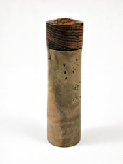 LV-2175 Oxhorn Bucida Burl & Bocote Slim Pill Box, Toothpick Holder, Needle Case-SCREW CAP