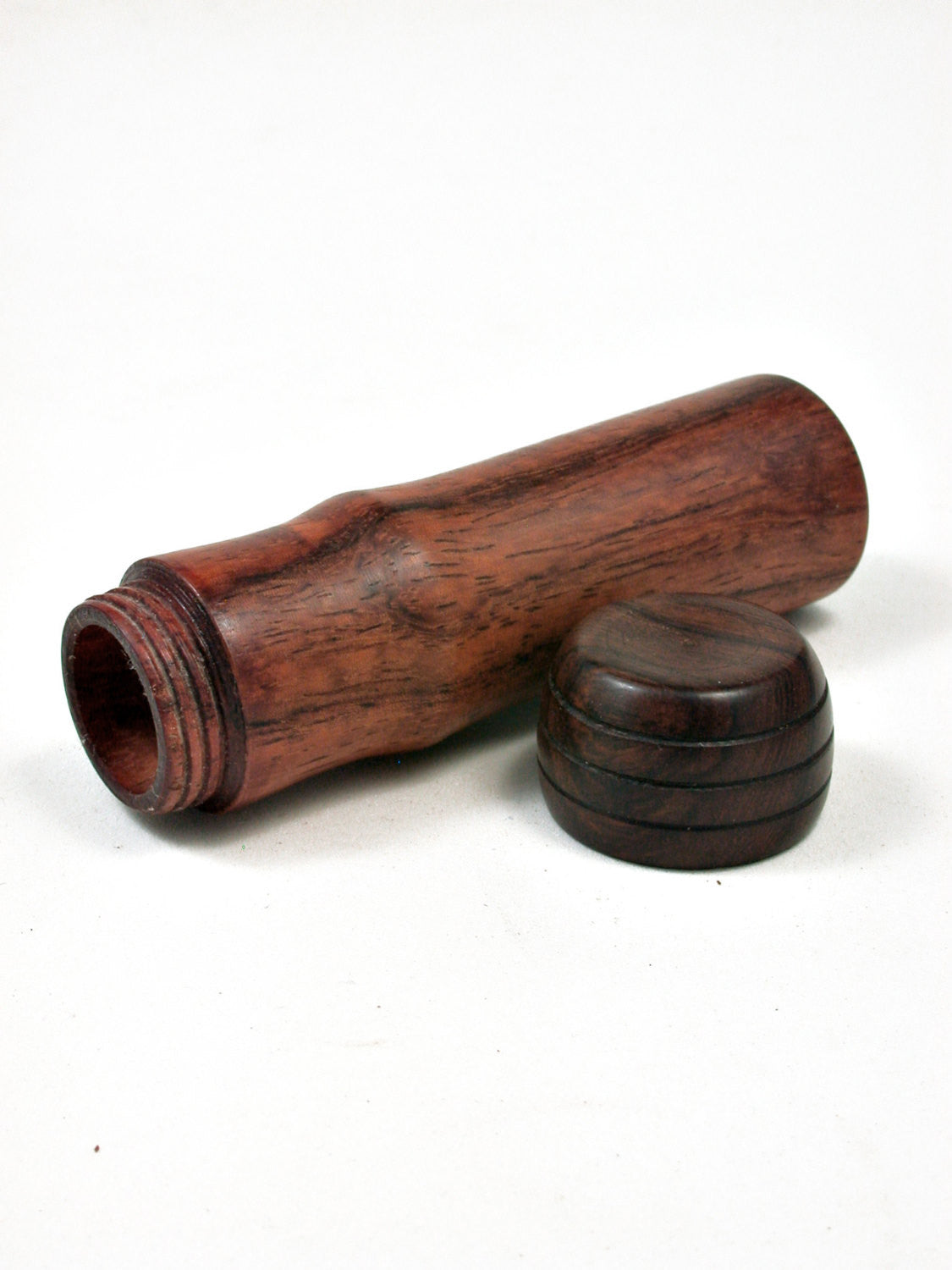 LV-2176 Orange Agate & Ironwood Slim Pill Box, Toothpick Holder, Needle Case-SCREW CAP