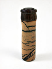 LV-2180 B&W Ebony and Cocuswood Slim Pill Box, Toothpick Holder, Needle Case-SCREW CAP