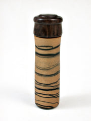 LV-2180 B&W Ebony and Cocuswood Slim Pill Box, Toothpick Holder, Needle Case-SCREW CAP
