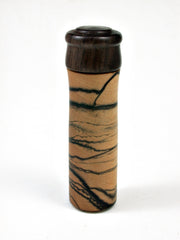 LV-2180 B&W Ebony and Cocuswood Slim Pill Box, Toothpick Holder, Needle Case-SCREW CAP
